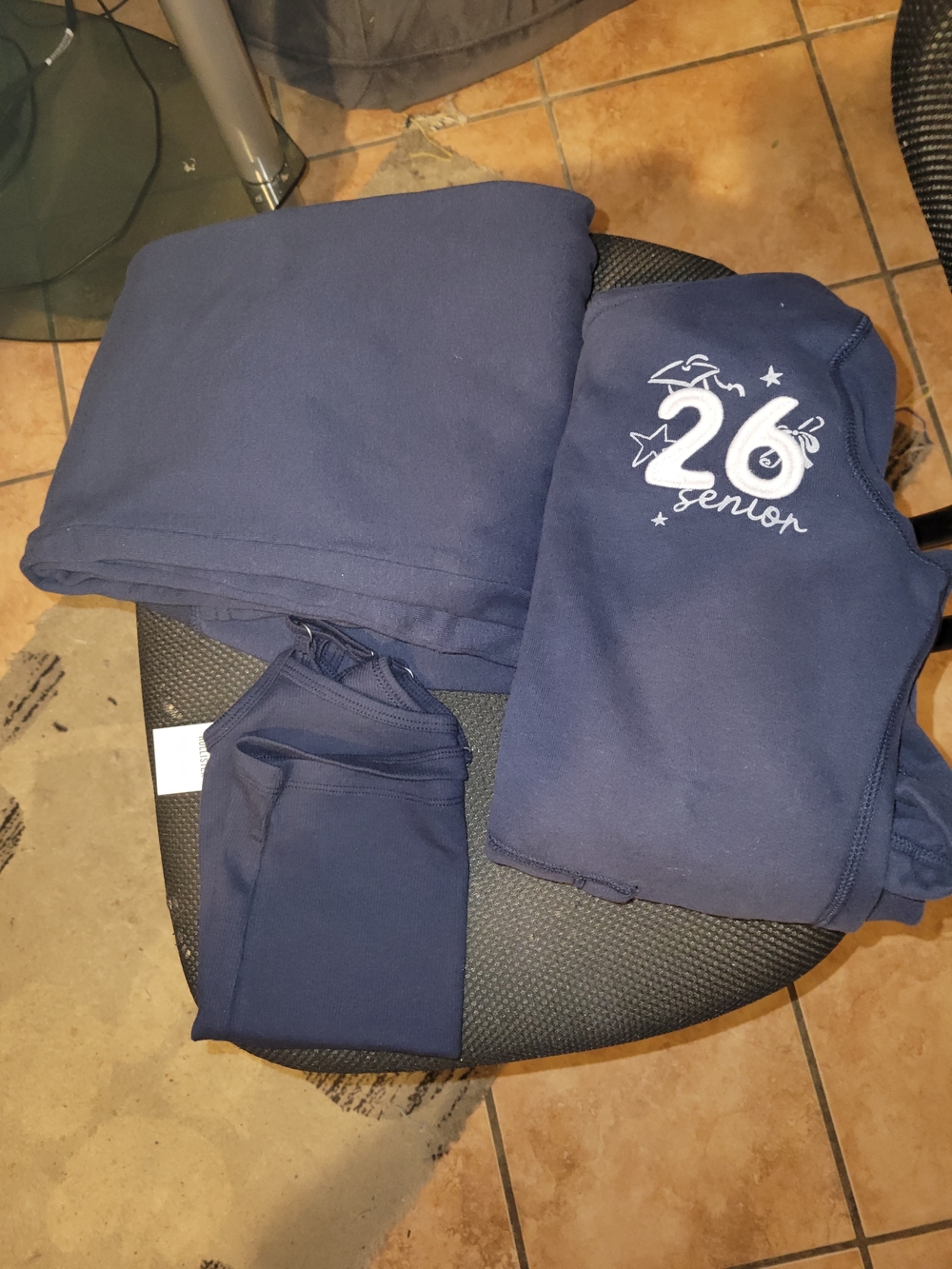 NWT Hollister Navy Sweatpants with White '26 Senior' Graphic Womens Xs/xxs